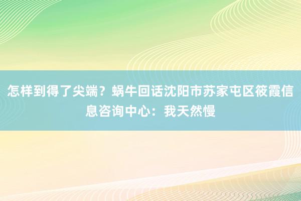 怎样到得了尖端？蜗牛回话沈阳市苏家屯区筱霞信息咨询中心：我天然慢